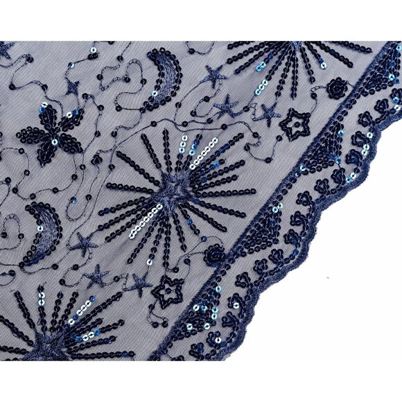 WOMEN'S 1920s Sequined Shawl Wraps - navyblue - Picture 7 of 8